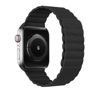 Kožený magnetický loop řemínek pro Apple Watch 38mm/40mm/41mm Barva: černá