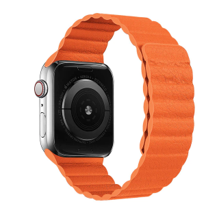 Kožený magnetický loop řemínek pro Apple Watch 38mm/40mm/41mm Barva: oranžová