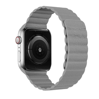 Kožený magnetický loop řemínek pro Apple Watch 38mm/40mm/41mm Barva: šedá