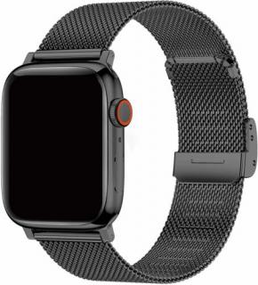 Milánský tah celokovový náhradní řemínek pro Apple Watch 38mm/40mm/41mm Barva: černá se zapínáním na kovovou sponu