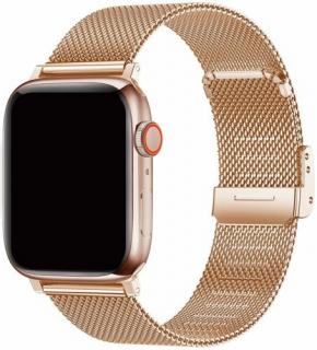 Milánský tah celokovový náhradní řemínek pro Apple Watch 38mm/40mm/41mm Barva: růžová zlatá (rose gold) se zapínáním na kovovou sponu