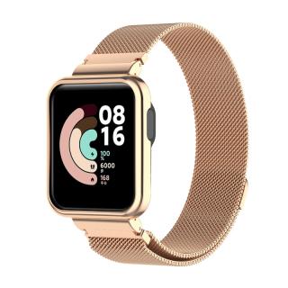 Milánský tah celokovový náhradní řemínek s pouzdrem pro Xiaomi Mi Watch Lite Barva: růžová zlatá (rose gold)