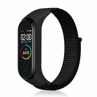 Nylonový náhradní náramek pro Mi Band 3/4/5/6/7 na suchý zip Barva: černá