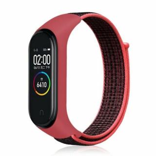 Nylonový náhradní náramek pro Mi Band 3/4/5/6/7 na suchý zip Barva: červená s černým