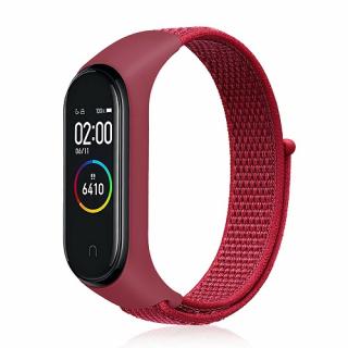 Nylonový náhradní náramek pro Mi Band 3/4/5/6/7 na suchý zip Barva: červená