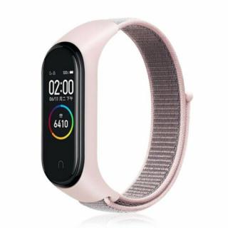 Nylonový náhradní náramek pro Mi Band 3/4/5/6/7 na suchý zip Barva: růžová