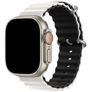 Oceánský silikonový vroubkovaný řemínek pro Apple Watch 38mm/40mm/41mm Barva: bílá - černá