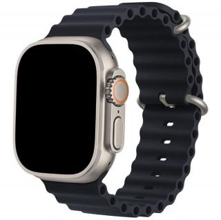 Oceánský silikonový vroubkovaný řemínek pro Apple Watch 38mm/40mm/41mm Barva: černá