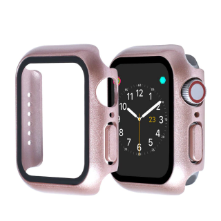 Ochranné pouzdro s tvrzeným sklem pro Apple Watch 38/40/41/42/44/45mm Barva: růžová, Velikost pouzdra: 38mm