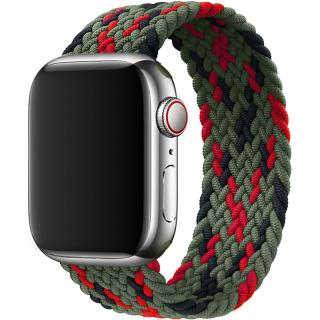 Pletený navlékací řemínek pro Apple Watch 38mm/40mm/41mm - velikost M Barva: khaki - červená - černá