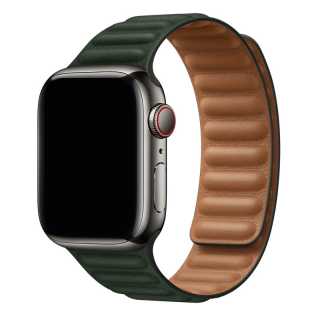 Prémiový magnetický loop z pravé kůže řemínek pro Apple Watch 38mm/40mm/41mm Barva: sekvojová zelená