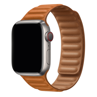 Prémiový magnetický loop z pravé kůže řemínek pro Apple Watch 38mm/40mm/41mm Barva: zlatá hnědá