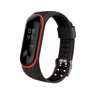 Protkaný texturovaný náhradní náramek pro Mi Band 3/4 Barva: černá s červeným, Vzor: Armor