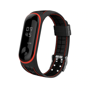 Protkaný texturovaný náhradní náramek pro Mi Band 3/4 Barva: černá s červeným, Vzor: Lines