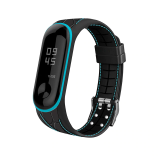 Protkaný texturovaný náhradní náramek pro Mi Band 3/4 Barva: černá s modrým, Vzor: Armor