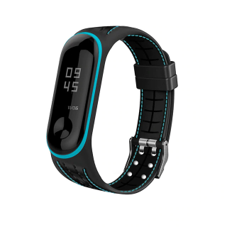 Protkaný texturovaný náhradní náramek pro Mi Band 3/4 Barva: černá s modrým, Vzor: Lines