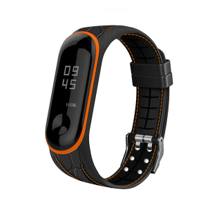 Protkaný texturovaný náhradní náramek pro Mi Band 3/4 Barva: černá s oranžovým, Vzor: Armor