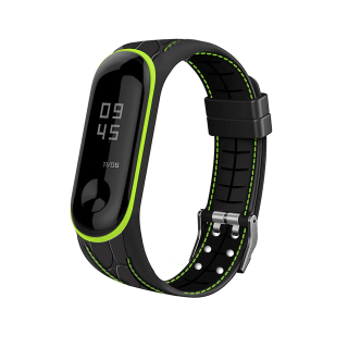 Protkaný texturovaný náhradní náramek pro Mi Band 3/4 Barva: černá se zeleným, Vzor: Armor