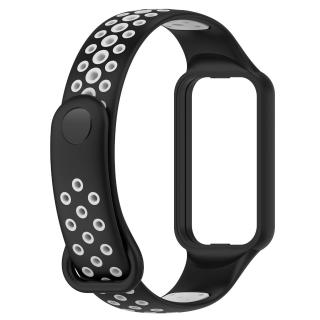 Silikonový perforovaný náhradní náramek pro Xiaomi Smart Band 8 Active a Redmi Band 2 Barva: černá s šedou