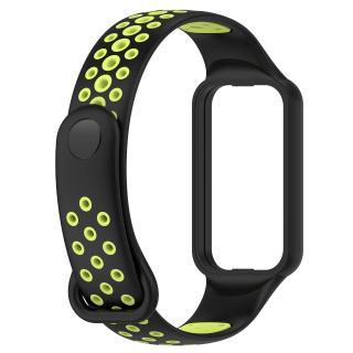 Silikonový perforovaný náhradní náramek pro Xiaomi Smart Band 8 Active a Redmi Band 2 Barva: černá se zelenou