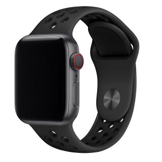 Sportovní silikonový perforovaný řemínek pro Apple Watch 38mm/40mm/41mm Barva: antracitová černá