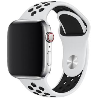 Sportovní silikonový perforovaný řemínek pro Apple Watch 38mm/40mm/41mm Barva: bílá - černá