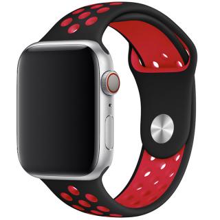 Sportovní silikonový perforovaný řemínek pro Apple Watch 38mm/40mm/41mm Barva: červená - černá