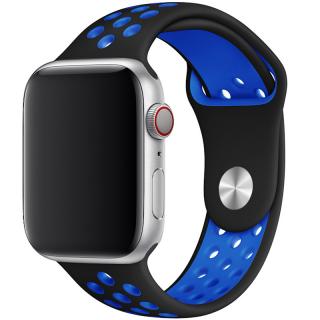 Sportovní silikonový perforovaný řemínek pro Apple Watch 38mm/40mm/41mm Barva: modrá - černá