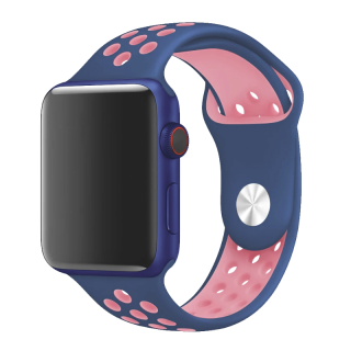 Sportovní silikonový perforovaný řemínek pro Apple Watch 38mm/40mm/41mm Barva: modrá - růžová