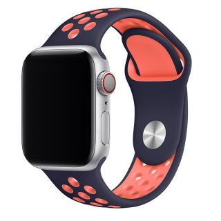 Sportovní silikonový perforovaný řemínek pro Apple Watch 38mm/40mm/41mm Barva: modročerná - mango