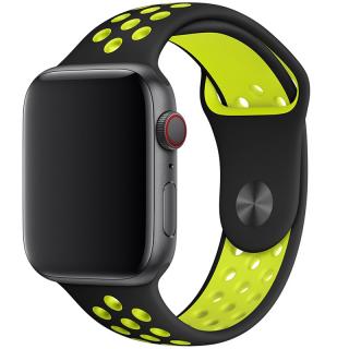 Sportovní silikonový perforovaný řemínek pro Apple Watch 38mm/40mm/41mm Barva: reflexní zelená - černá