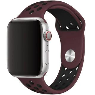 Sportovní silikonový perforovaný řemínek pro Apple Watch 38mm/40mm/41mm Barva: vínově fialová - černá