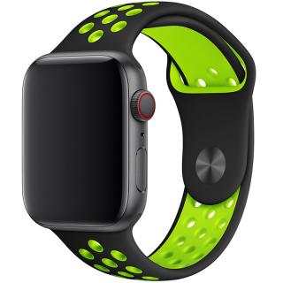 Sportovní silikonový perforovaný řemínek pro Apple Watch 38mm/40mm/41mm Barva: zelená - černá