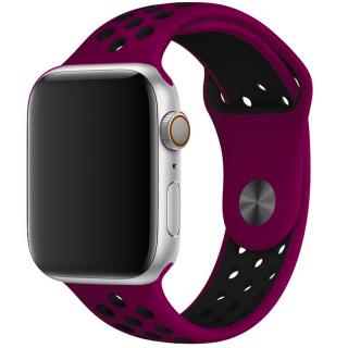 Sportovní silikonový perforovaný řemínek pro Apple Watch 42mm/44mm/45mm/49mm Barva: vínově fialová - černá