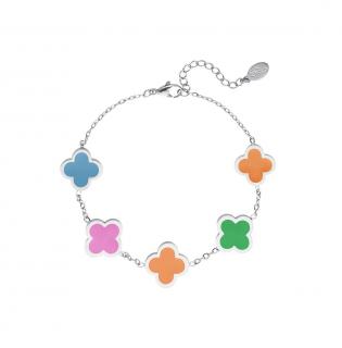 Náramek Clovers multi colors rose silver