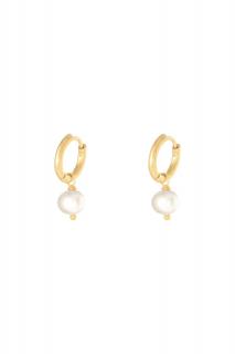 Pozlacené náušnice Pearl Medium Hoops gold