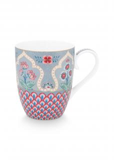 Pip Studio Flower Festival hrnek 350ml, červeno-modrý (hrnek z tenkostěnného porcelánu)