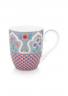 Pip Studio Flower Festival hrnek XL 450ml, červeno-modrý (hrnek z tenkostěnného porcelánu)