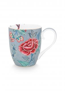 Pip Studio Flower Festival hrnek XL 450ml, modrá (hrnek z tenkostěnného porcelánu)