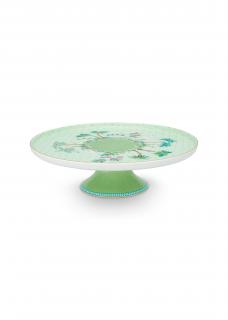 Pip Studio Jolie Green malý dortový podnos ∅21cm,zelený (malý dortový podnos z tenkostěnného porcelánu)