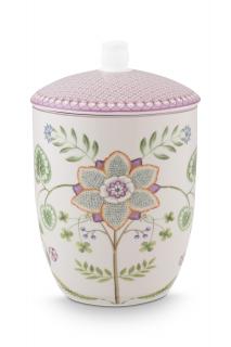 Pip Studio Lily  Lotus skladovací dóza 1,5l, bílá (porcelánová dóza)