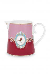 Pip Studio Love Birds Medallion mlékovka 270ml, červeno-růžová (džbánek na mléko porcelánový)