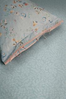 Pip Studio luxusní prostěradlo Leafy Blue Grey 90x200/220, pružná bavlna (Pružné prostěradlo mimořádné kvality)