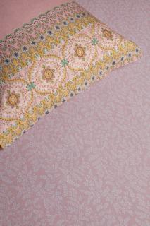 Pip Studio luxusní prostěradlo Leafy Pink 90x200/220, pružná bavlna (Pružné prostěradlo mimořádné kvality)