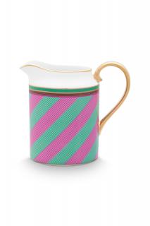 Pip Studio Pip Chique Stripes mlékovka 260ml, růžovo-zelená (Porcelánová mlékovka 260 ml)