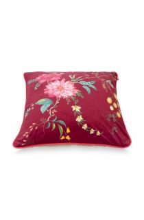 Pip Studio polštář Fleur Grandeur Red 60x60cm, červený (sametový polštář)