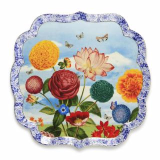 Pip Studio Royal Multi čtvercový porcelánový talíř 38cm, barevný (krásně zdobený porcelánový talíř)