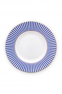 Pip Studio Royal stripes talíř ∅12cm, bílo-modrý (talíř tenkostěnného porcelánu)