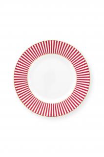 Pip Studio Royal stripes talíř Ø12cm, Bílo-tmavě růžový (talíř tenkostěnného porcelánu)