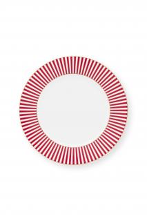 Pip Studio Royal stripes talíř Ø17cm, bílo-tmavě růžový (talíř tenkostěnného porcelánu)